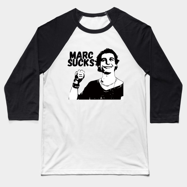 Marc Sucks Empire Records Funny Baseball T-Shirt by PeakedNThe90s